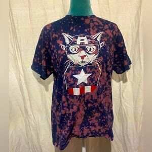 Captain America cat t-shirt upcycled